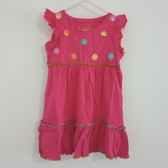 NWT Losan fuchsia dress with front flower applique - Picture 1 of 3